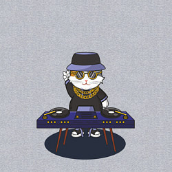 Свитшот хлопковый мужской Кот DJ, цвет: меланж — фото 2