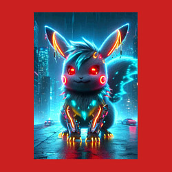 Свитшот хлопковый мужской Cyber Pikachu in the neon metropolis - ai art, цвет: красный — фото 2