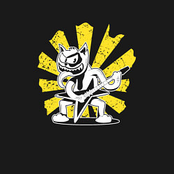 Свитшот хлопковый мужской Кот-рокер с гитарой, цвет: черный — фото 2