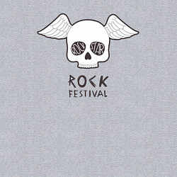 Свитшот хлопковый мужской Рок фестиваль и череп, цвет: меланж — фото 2