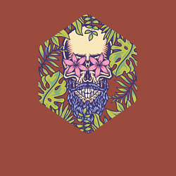 Свитшот хлопковый мужской Бородатый череп хипстер в цветах, цвет: кирпичный — фото 2