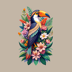 Свитшот хлопковый мужской Милый тукан среди цветов, цвет: миндальный — фото 2