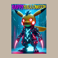 Свитшот хлопковый мужской Cyber Pikachu - happy halloween, цвет: миндальный — фото 2