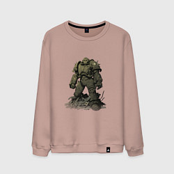 Свитшот хлопковый мужской Воин в силовой броне защитной - Fallout, цвет: пыльно-розовый