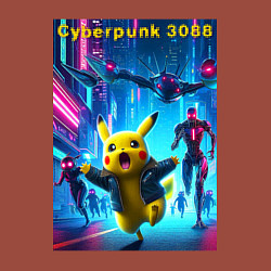 Свитшот хлопковый мужской Cyberpunk 3088 - Pikachu pursuit - neon glow, цвет: кирпичный — фото 2