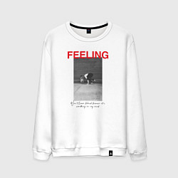 Свитшот хлопковый мужской Feeling quote, цвет: белый