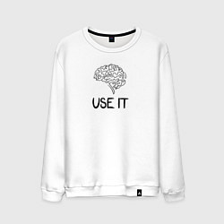 Свитшот хлопковый мужской Use it brain, цвет: белый