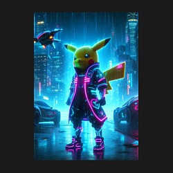 Свитшот хлопковый мужской Кибер Пикачу под дождём - неоновое свечение костюм, цвет: черный — фото 2