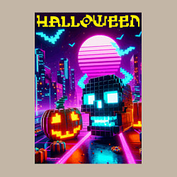 Свитшот хлопковый мужской Minecraft and halloween- vaporwave, цвет: миндальный — фото 2