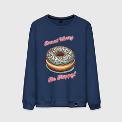 Свитшот хлопковый мужской Пончик счастья, цвет: тёмно-синий