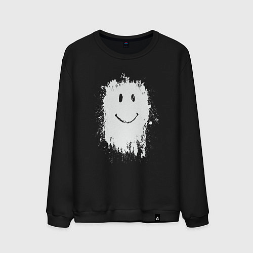 Мужской свитшот Стекающий смайлик / Черный – фото 1