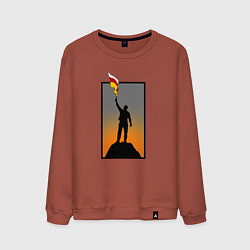 Свитшот хлопковый мужской Человек с осетинским флагом, цвет: кирпичный