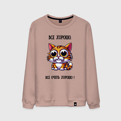 Свитшот хлопковый мужской Кошка у которой все хорошо, цвет: пыльно-розовый