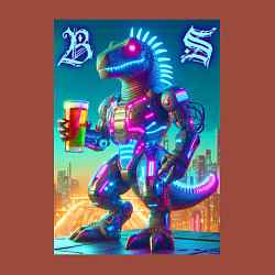 Свитшот хлопковый мужской Beersaur neon glow - meme, цвет: кирпичный — фото 2