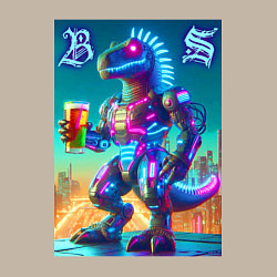 Свитшот хлопковый мужской Beersaur neon glow - meme, цвет: миндальный — фото 2