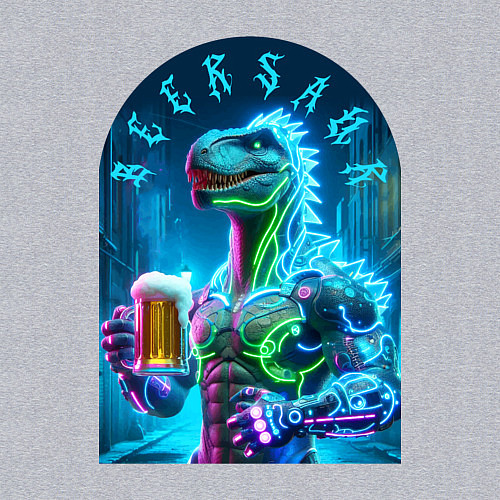Мужской свитшот Neon beersaur - ai art fantasy / Меланж – фото 3