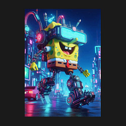 Свитшот хлопковый мужской Cyber Sponge Bob - neon glow fantasy, цвет: черный — фото 2