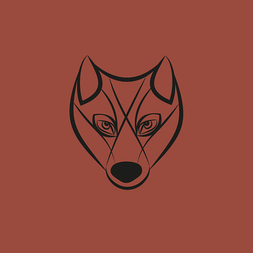 Мужской свитшот Волк черный контур / Кирпичный – фото 3