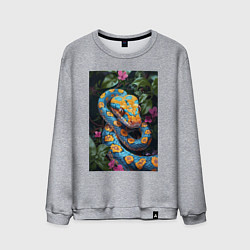 Свитшот хлопковый мужской Змея в зелени, цвет: меланж