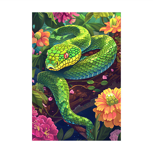 Мужской свитшот Тропическая змея / Белый – фото 3