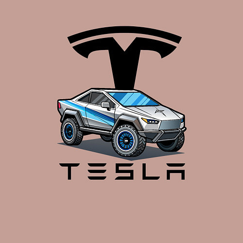 Мужской свитшот Tesla сybertruck Elon Musk / Пыльно-розовый – фото 3