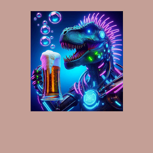 Мужской свитшот Неоновый крутой пивозавр - нейроарт / Пыльно-розовый – фото 3