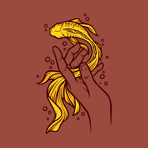 Мужской свитшот Золотая рыбка / Кирпичный – фото 3