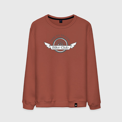 Мужской свитшот Время путешествовать - клуб байкеров / Кирпичный – фото 1