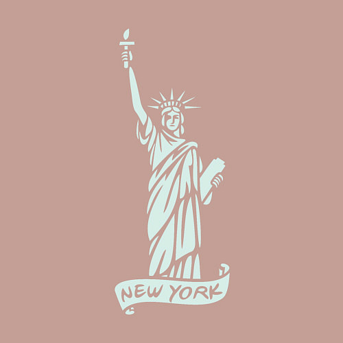 Мужской свитшот Статуя свободы - Нью-Йорк / Пыльно-розовый – фото 3
