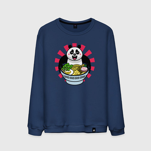 Мужской свитшот Рамен и панда / Тёмно-синий – фото 1