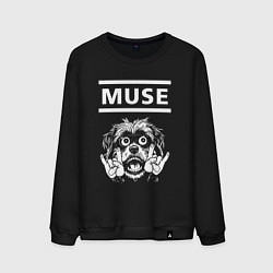 Свитшот хлопковый мужской Muse rock dog, цвет: черный