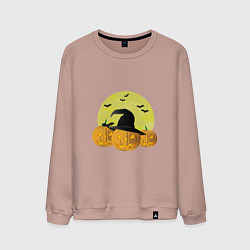 Свитшот хлопковый мужской Зловещие тыквы, цвет: пыльно-розовый