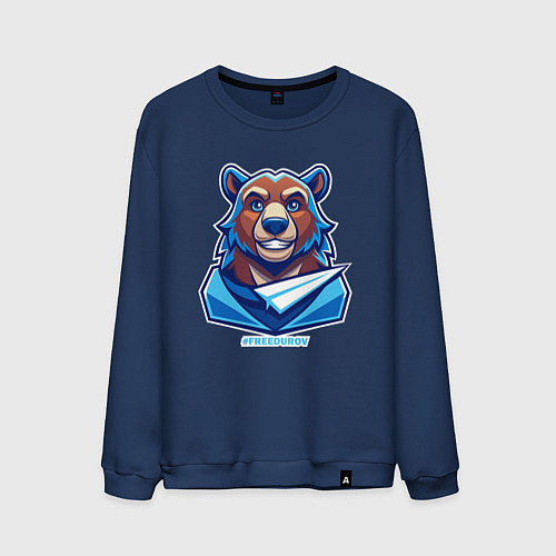 Мужской свитшот Медведь FREEDUROV / Тёмно-синий – фото 1