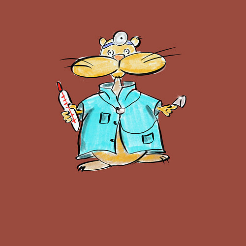 Мужской свитшот Хомяк врач / Кирпичный – фото 3