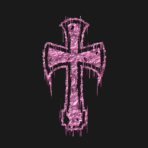 Мужской свитшот Крест с подтеками - розовый / Черный – фото 3