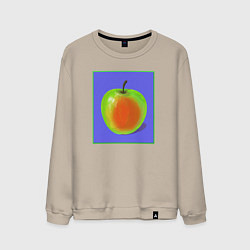 Свитшот хлопковый мужской Яблоко на фиолетовом фоне - pop art, цвет: миндальный
