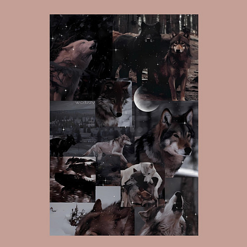 Мужской свитшот Волки коллаж / Пыльно-розовый – фото 3