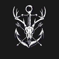 Свитшот хлопковый мужской Череп оленя и якорь, цвет: черный — фото 2