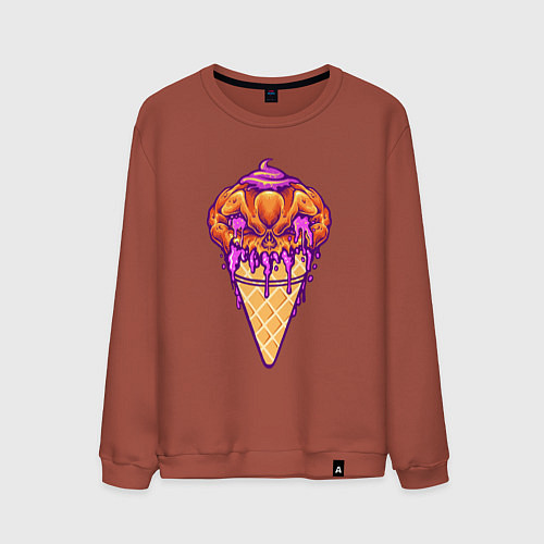 Мужской свитшот Halloween ice cream / Кирпичный – фото 1