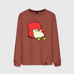 Свитшот хлопковый мужской Толстая утка в кресле, цвет: кирпичный