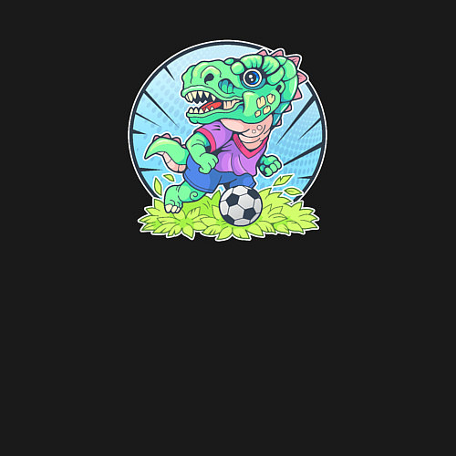 Мужской свитшот Футболист динозавр / Черный – фото 3