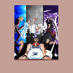 Свитшот хлопковый мужской Ван Пис Луффи Монки, цвет: пыльно-розовый — фото 2