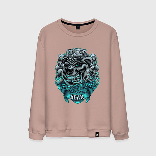 Мужской свитшот Крутой медведь Bear неон / Пыльно-розовый – фото 1