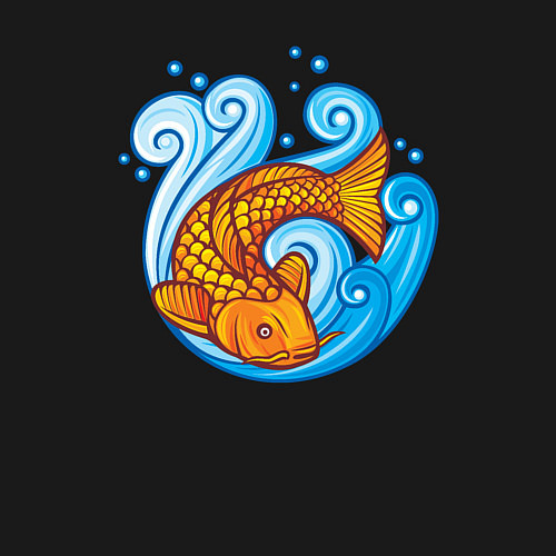 Мужской свитшот Золотая рыбка в море / Черный – фото 3