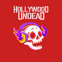 Свитшот хлопковый мужской Hollywood Undead - неоновый череп, цвет: красный — фото 2