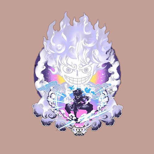 Мужской свитшот Ван-Пис Луффи йонко / Пыльно-розовый – фото 3