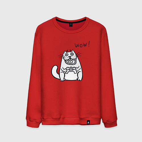 Мужской свитшот Котик вау / Красный – фото 1