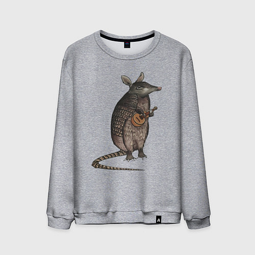 Мужской свитшот Броненосец с укулеле / Меланж – фото 1
