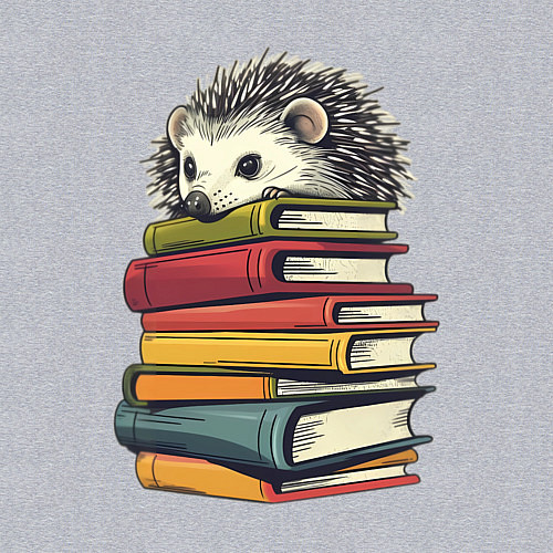 Мужской свитшот Ёжик на книгах / Меланж – фото 3