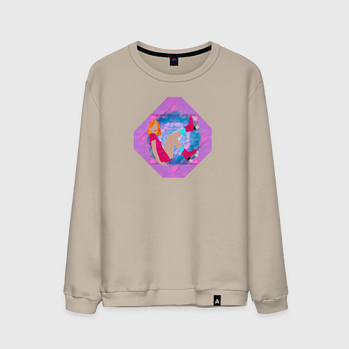 Мужской свитшот Девушка на роликах / Миндальный – фото 1